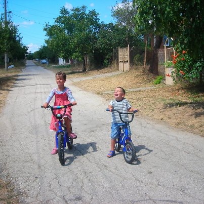 Ivan and Maia cycling